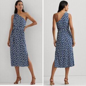 Lauren Ralph Women's Floral Belted Jersey One-Shoulder Dress Size 12